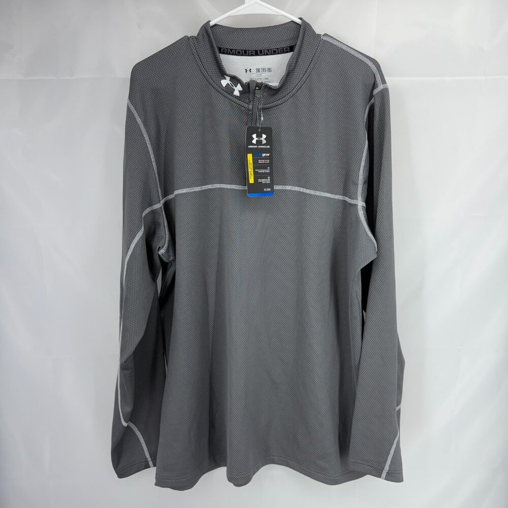 Adidas Men 2XL Coldgear 1/4 Zip Pullover Performance Warm Long Sleeve Gray NEW